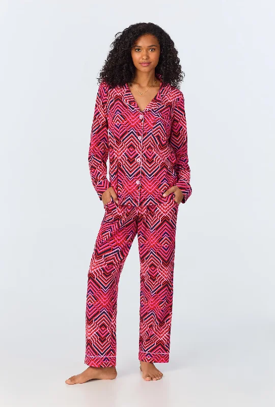 BedHead x Trina Turk Geo Trellis Long Sleeve Classic Stretch Jersey PJ Set performance BedHead x Trina Turk Geo Trellis Long Sleeve Classic Stretch Jersey PJ Set performance