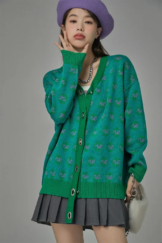 Elements Of My Style Patterned Knit Cardigan Bold Women's Statement
