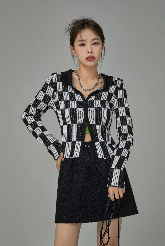 Genius Sense Of Style Checkered Cardigan Artistic Women's Avant - 