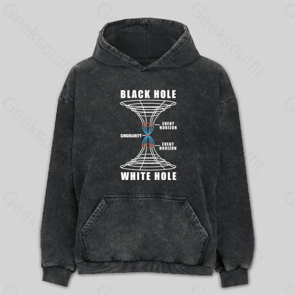 Black Hole Washed Hoodie Preppy Women's College