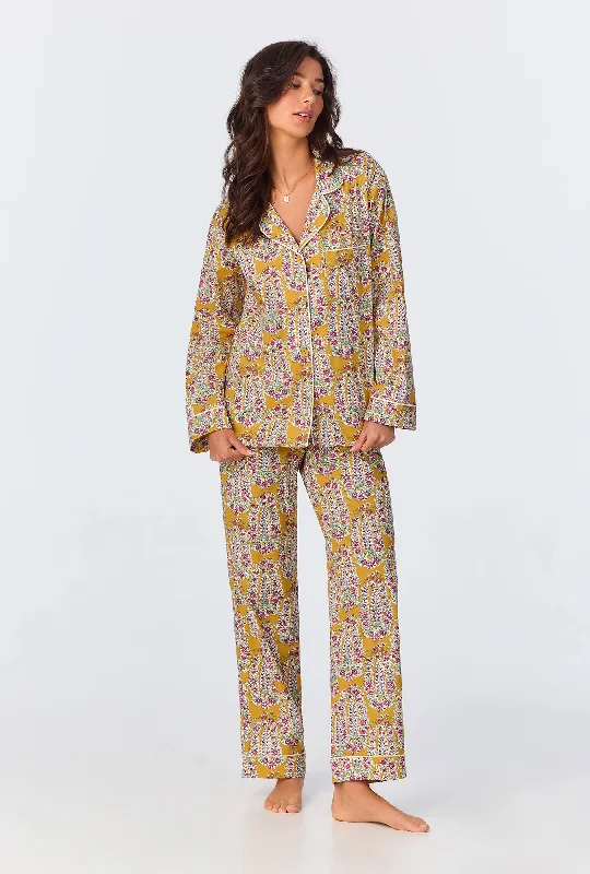 Budding Blooms Long Sleeve Classic Woven Cotton Poplin Long PJ Set Cool Women's Distressed Budding Blooms Long Sleeve Classic Woven Cotton Poplin Long PJ Set Cool Women's Distressed