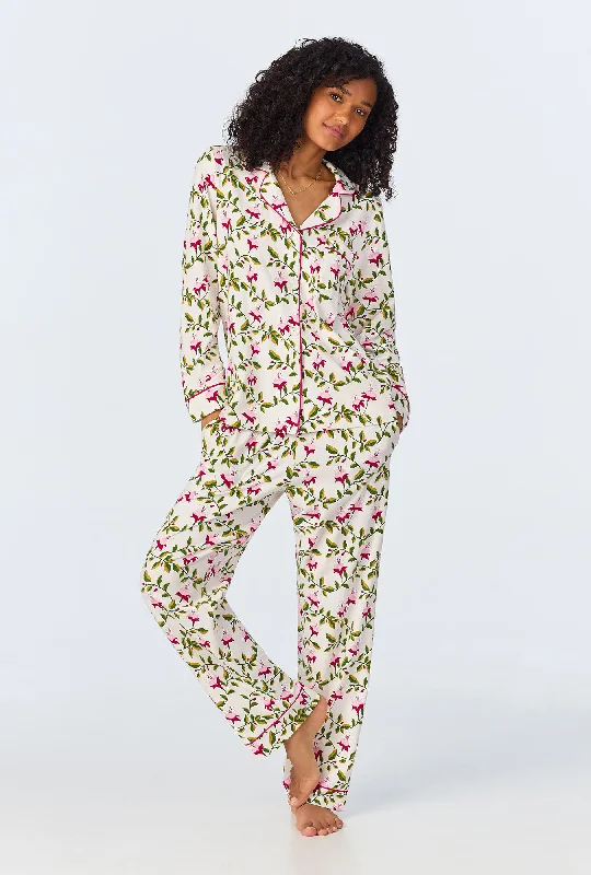 Dancing Fuchsias Long Sleeve Classic Stretch Jersey Long PJ Set Relaxed Women's Beachy Dancing Fuchsias Long Sleeve Classic Stretch Jersey Long PJ Set Relaxed Women's Beachy