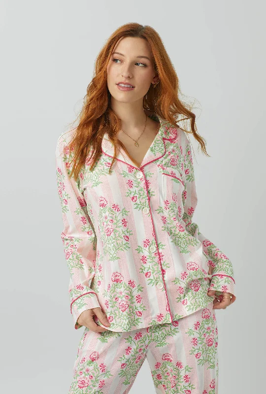 Estate Bouquet Long Sleeve Classic Stretch Jersey PJ Set Bold Women's Statement