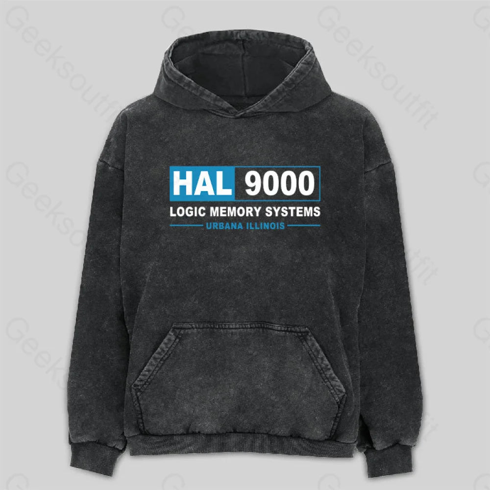 Hal 9000 Logic Memory Systems Washed Hoodie Sporty Women's Athleisure 
