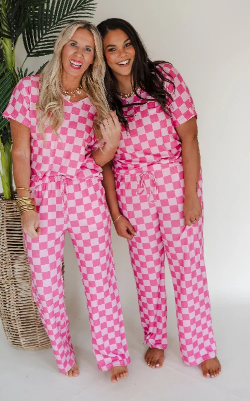 Hot Pink Checkered Pant Pajama Set by Salty Wave**DEAL-COUPON EXCLUDED Trendy Women's Hot Pink Checkered Pant Pajama Set by Salty Wave**DEAL-COUPON EXCLUDED Trendy Women's
