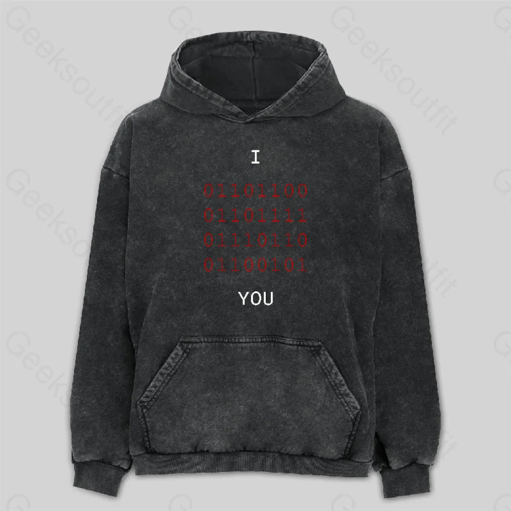 I Love You Washed Hoodie Youthful Women's Pop