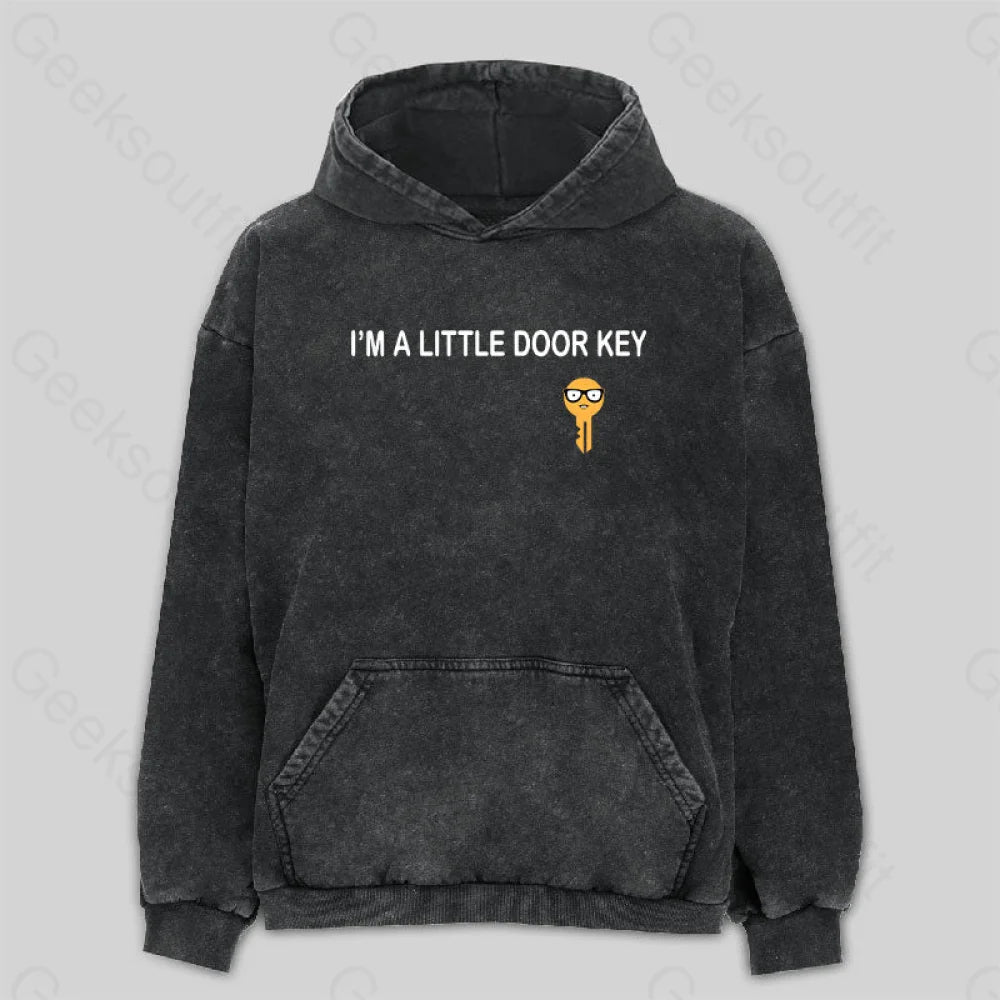 I'm A Little Door key Washed Hoodie Artistic Women's Hand - painted