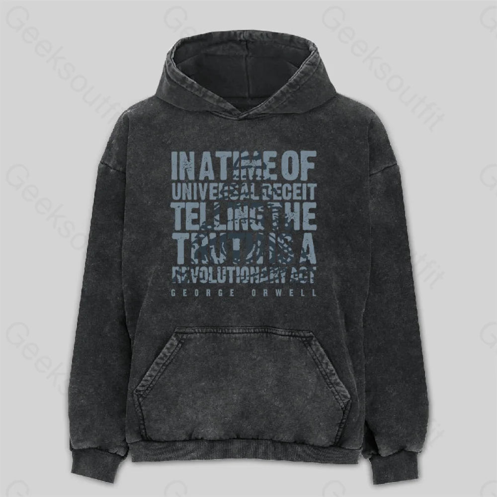 Orwellian Truth Washed Hoodie Laid - back Women's Style