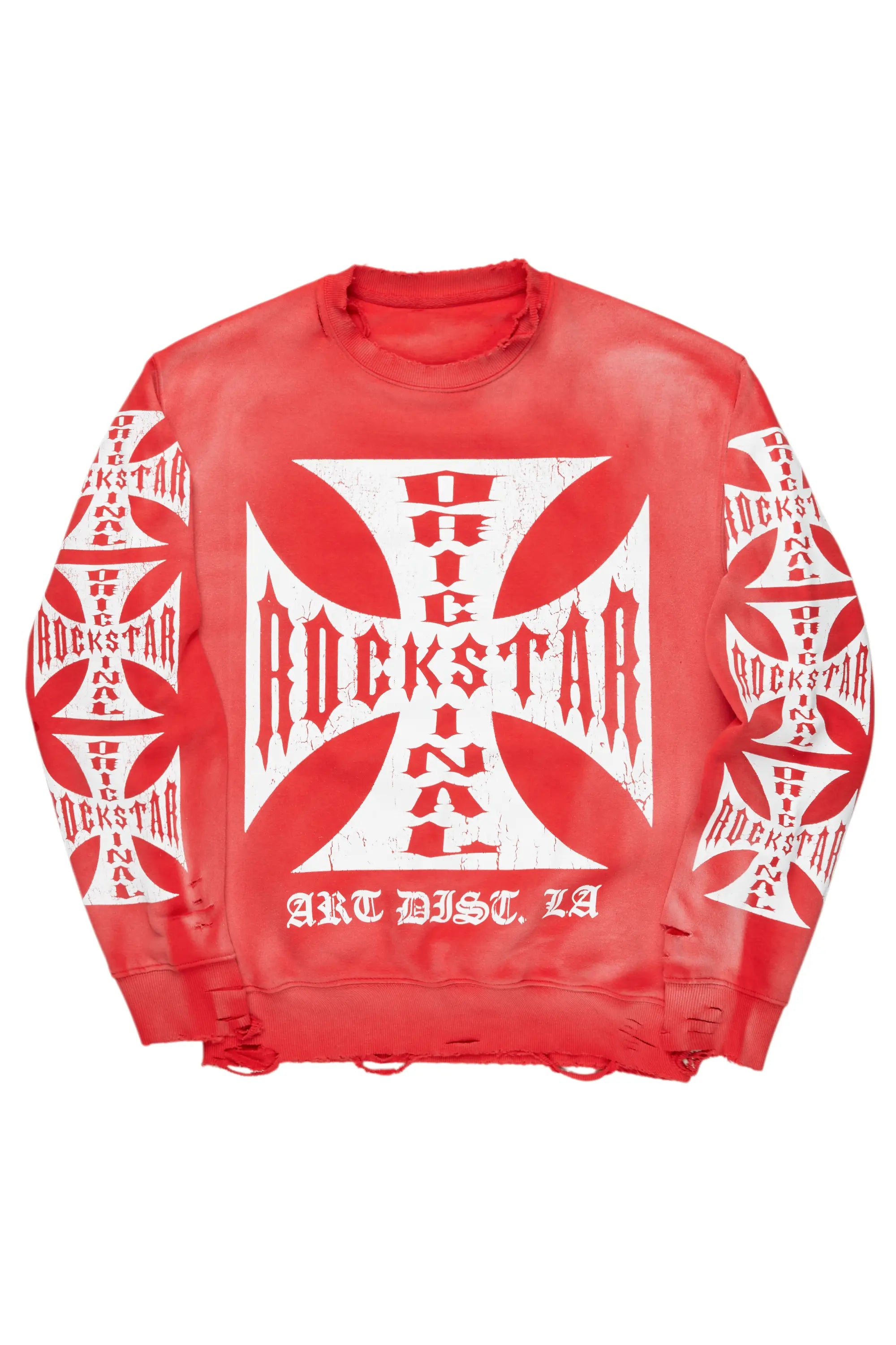 Eboney Red Crewneck Confident Women's High - fashion