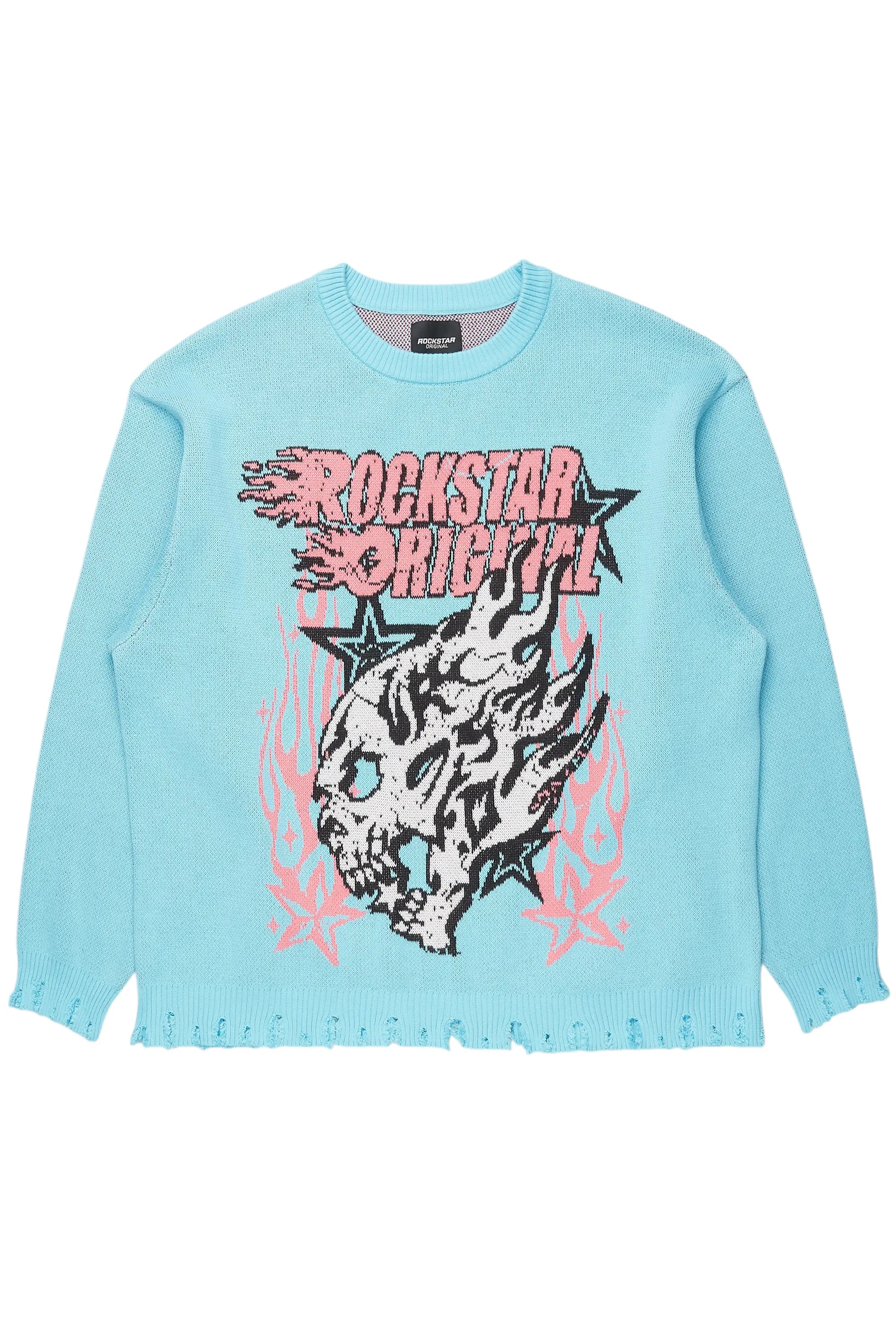 Caelaa Blue Knit Sweater Stylish Women's Tropical 