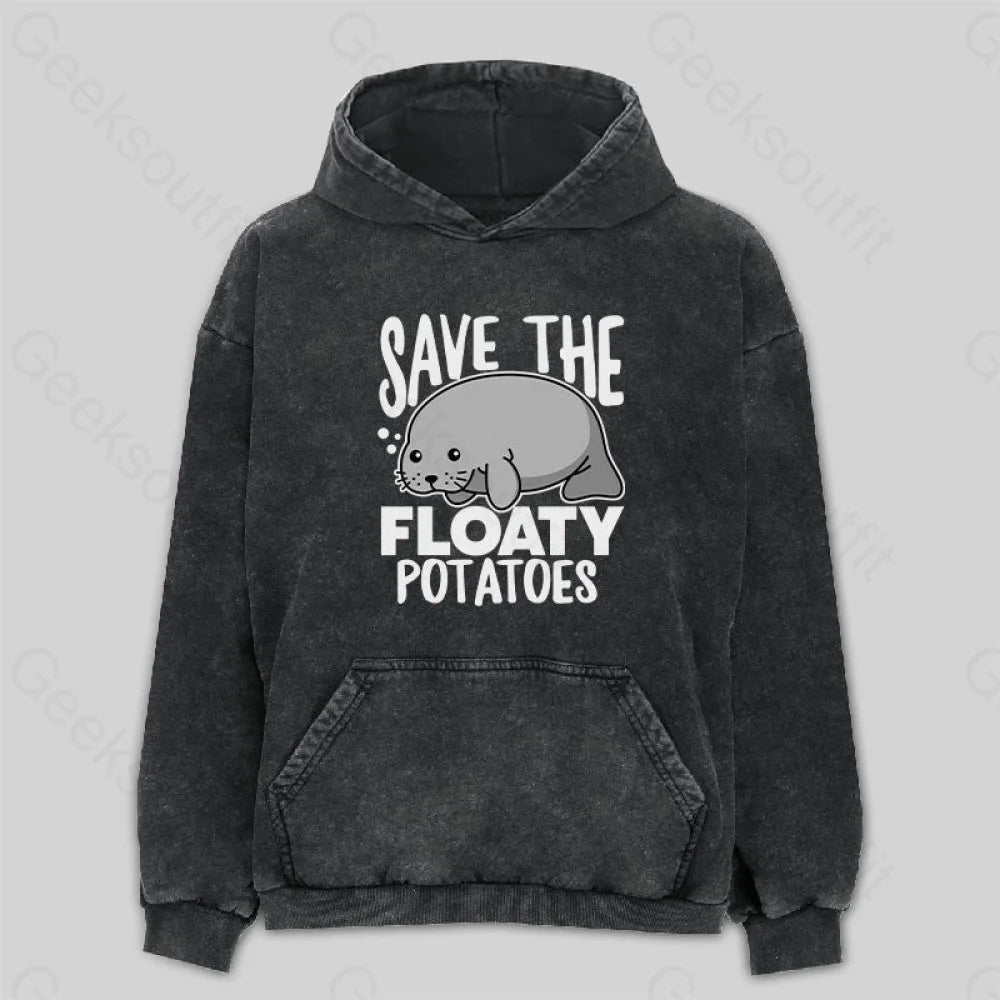 Save the Floaty Potato Washed Hoodie Dynamic Women's High - energy