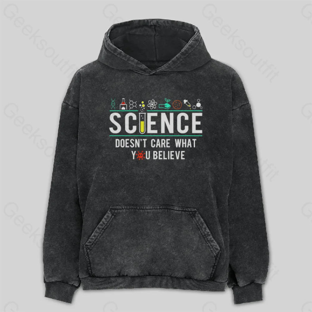 Science Doesn't Care Washed Hoodie Artistic Women's Hand - painted