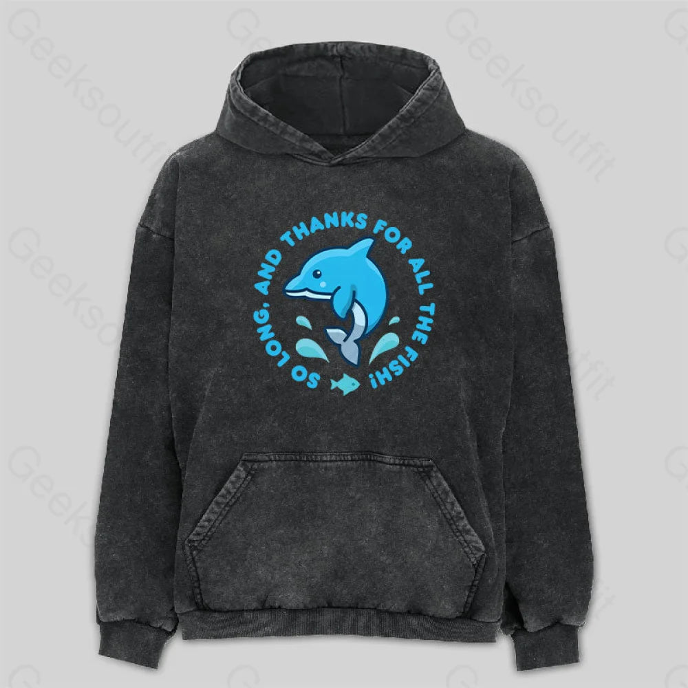 So Long, And Thanks For All The Fish! Washed Hoodie Dapper Women's Bow - adorned