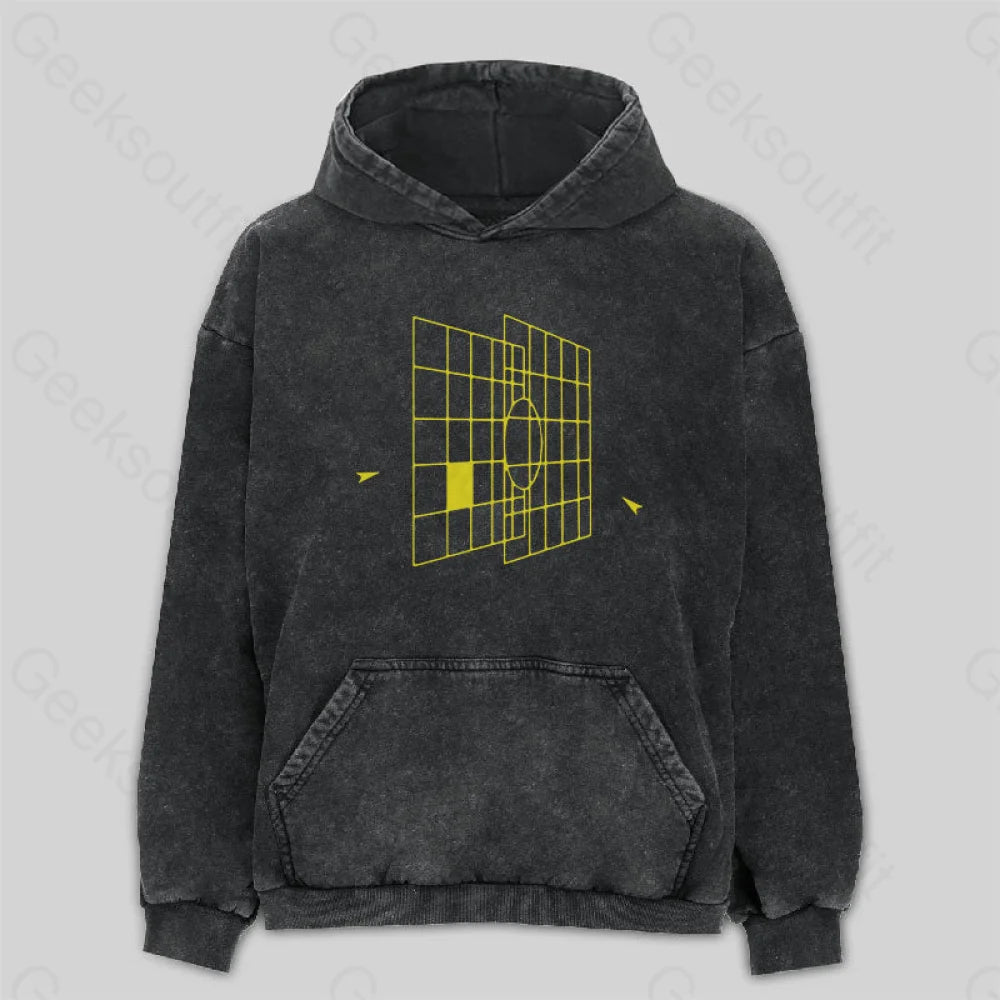 Space Ship Targeting Computer Washed Hoodie Streetwear Style for 