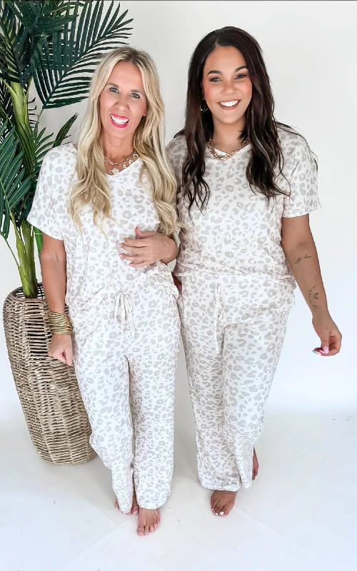 Taupe Cheetah Pant Pajama Set by Salty Wave**DEAL* Vacation