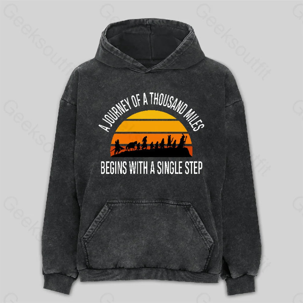The Journey of a Thousand Miles Washed Hoodie Dynamic Women's Moto