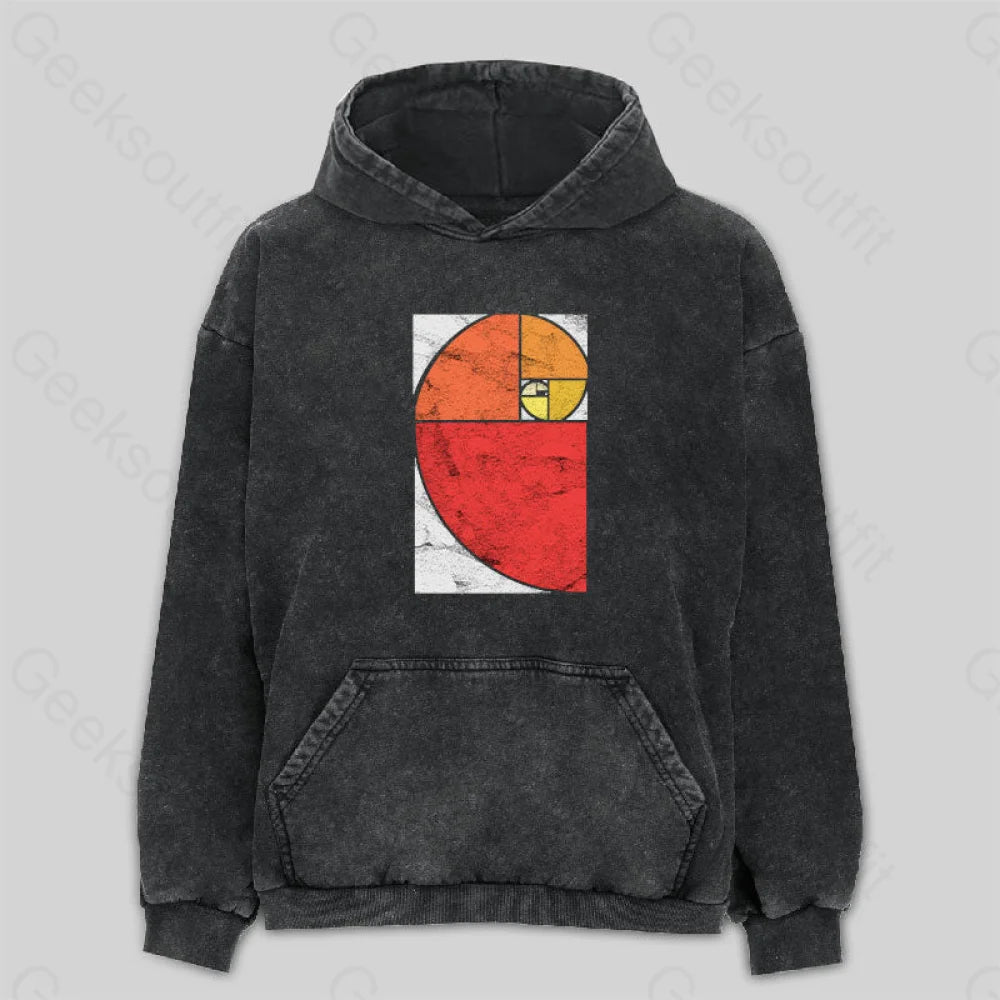 Vintage Fibonacci Sequence Golden Ratio Washed Hoodie Sophisticated Women's 