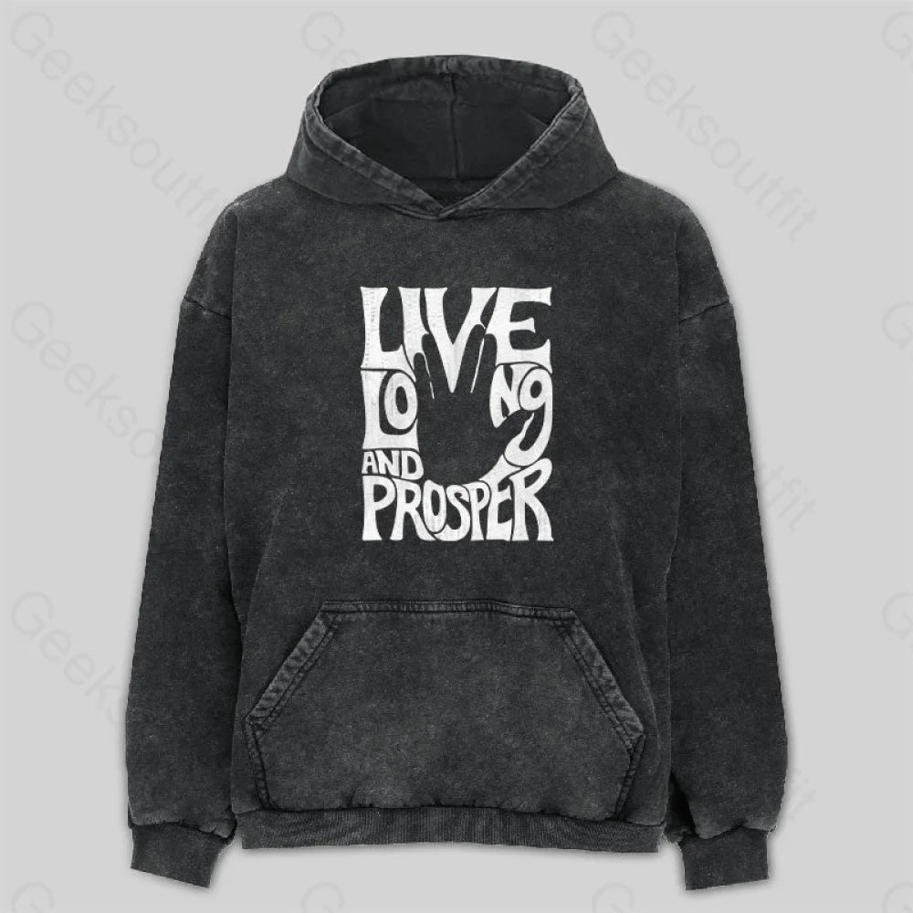 Vulcan Salute Washed Hoodie Trendy Women's 